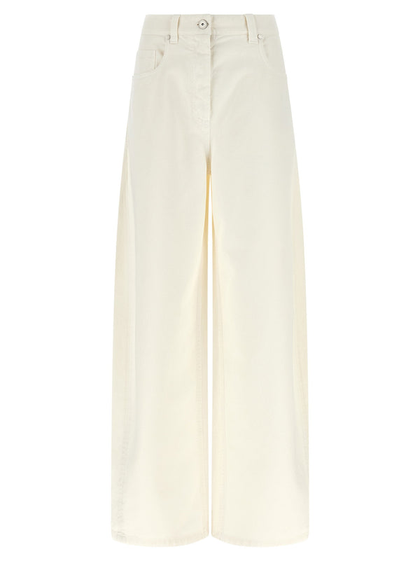 Brunello Cucinelli The Wide Barrel Jeans — Cream