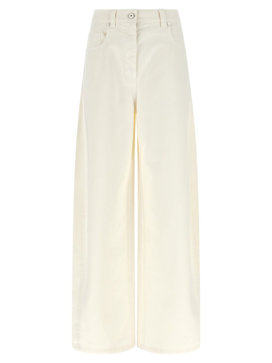 Brunello Cucinelli The Wide Barrel Jeans — Cream