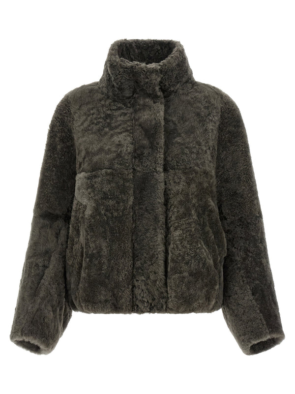 Brunello Cucinelli Pure lambskin fur coat in gray