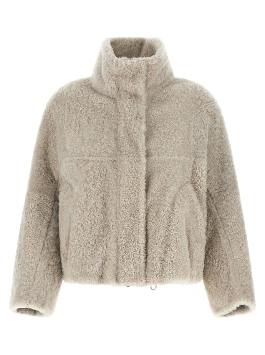 Brunello Cucinelli Shearling Coat — beige