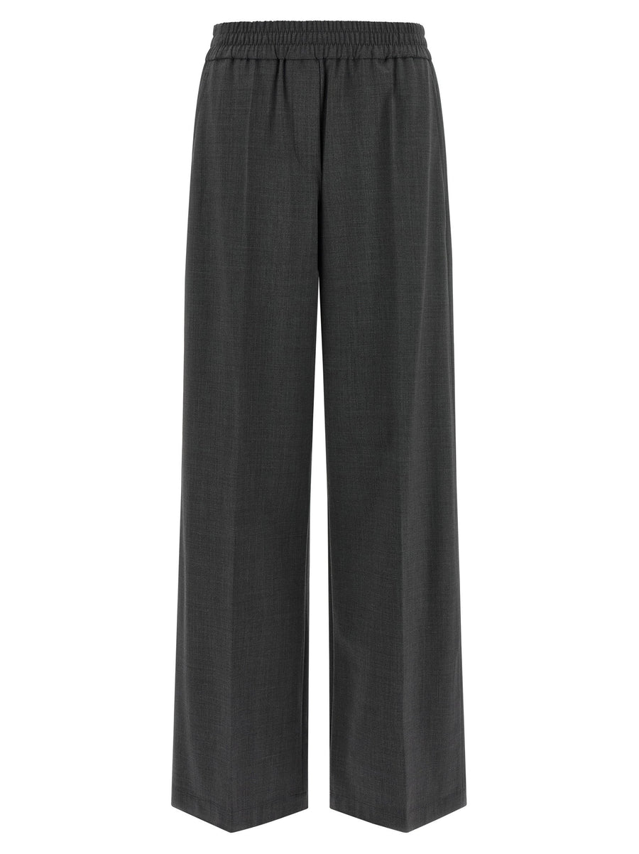 Brunello Cucinelli Cool Wool Flared Trousers — charcoal