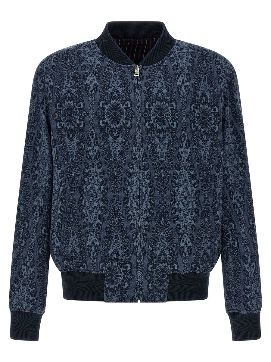 Etro Jacquard Bomber Jacket — blue