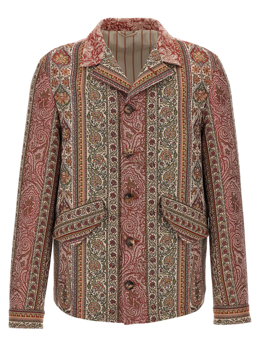 Etro Balmacaan Overshirt — Burgundy