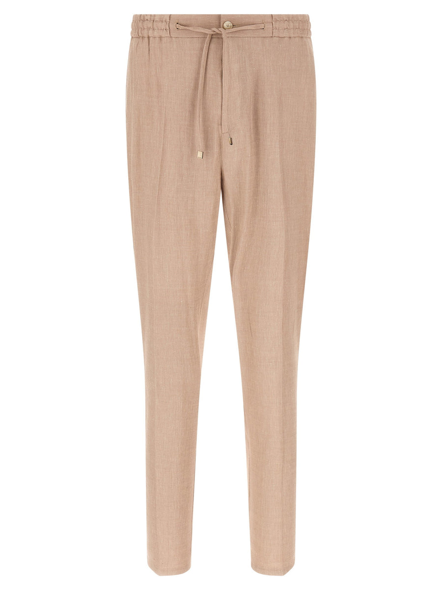 Etro Flamed Linen Blend Joggers — Beige