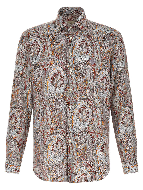 Etro وشاح بنقشة بيزلي الزهور ساتان قميص — كشميري
