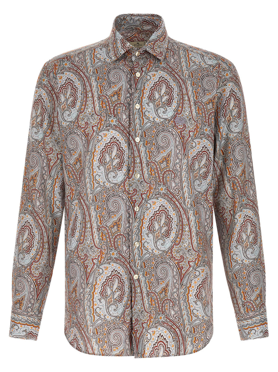 Etro Floral Paisley Satin Shirt — Cream