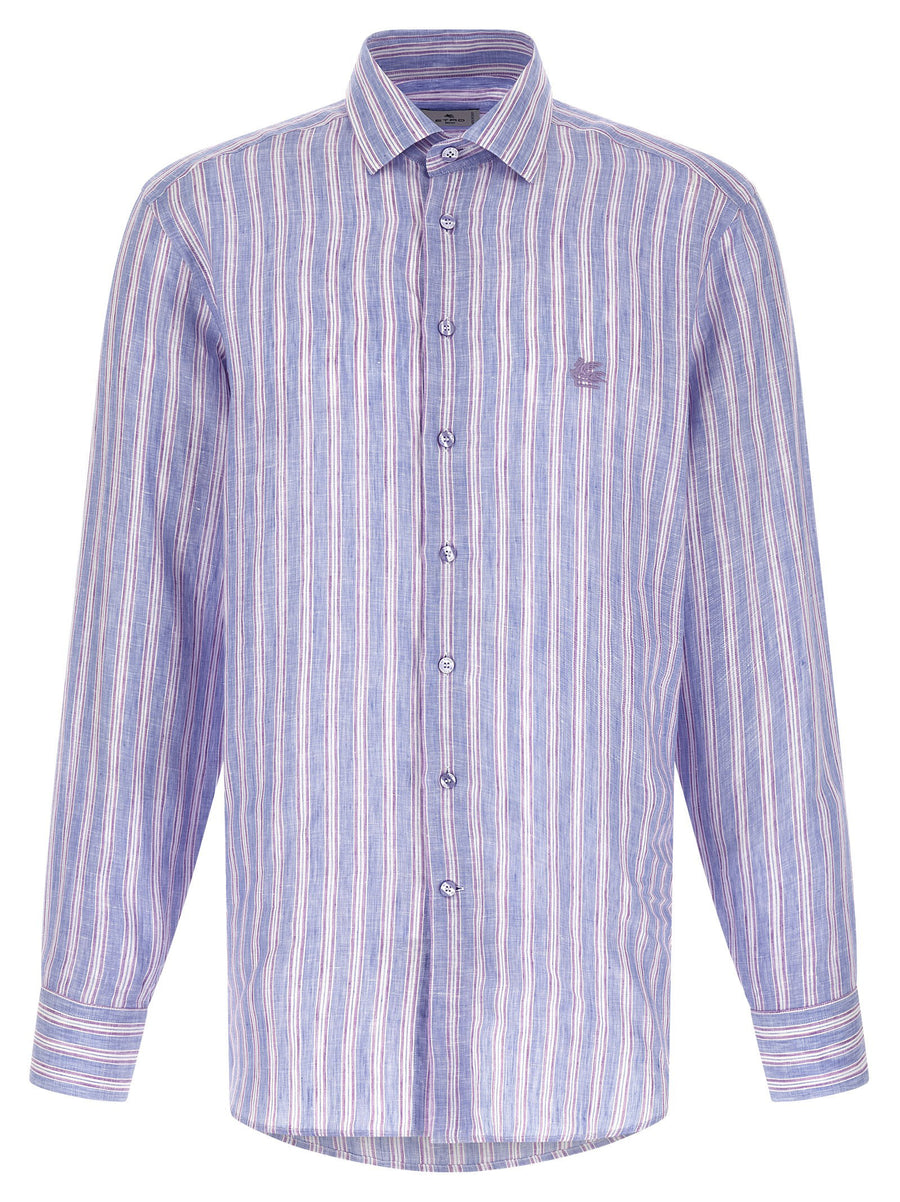 Etro Striped Linen Shirt — Lavender
