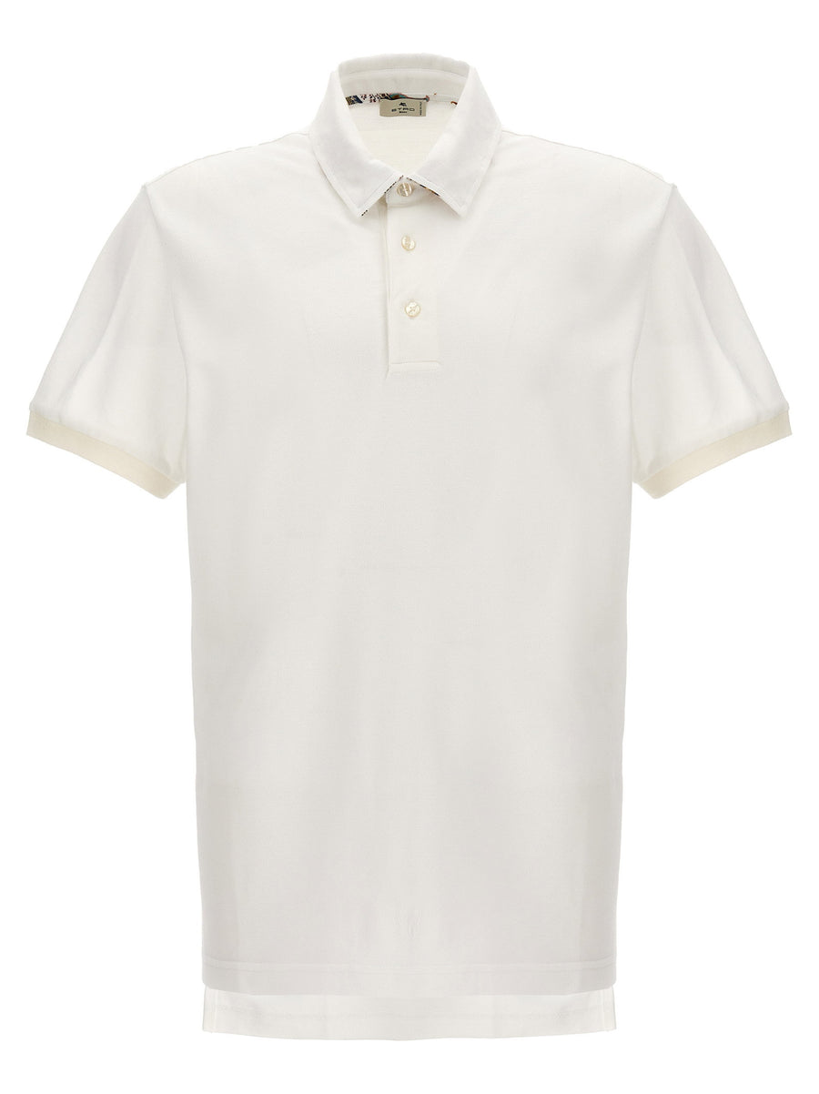 Etro Embroidered Logo Piqué Polo Shirt — Cream