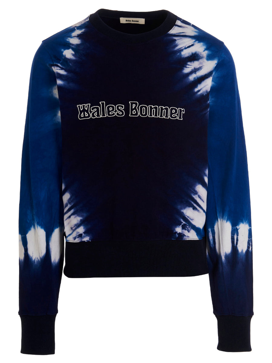 Wales Bonner Tie-Dye Logo-Embroidered Sweatshirt — Navy