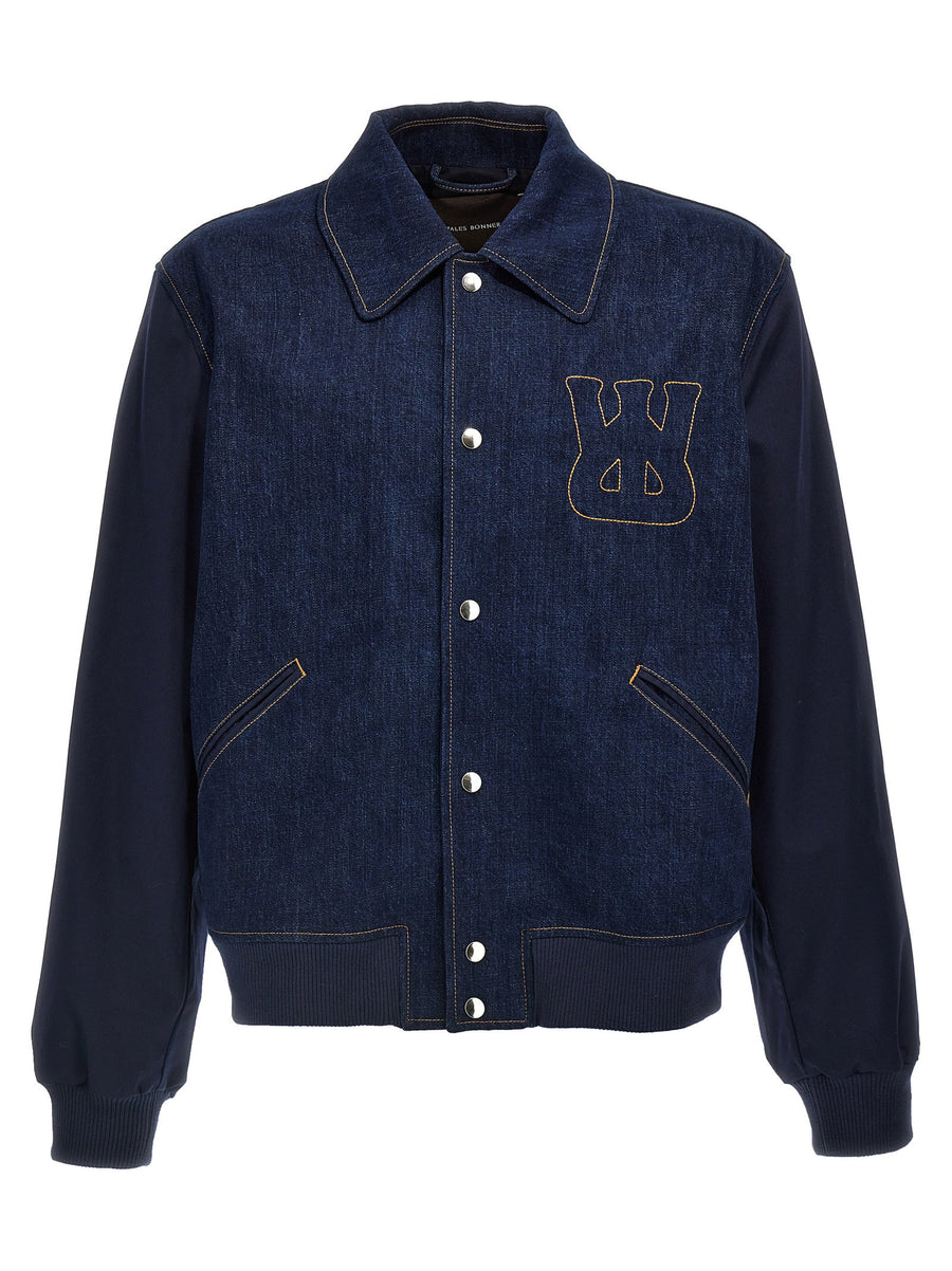 Wales Bonner Denim Varsity Jacket — Navy