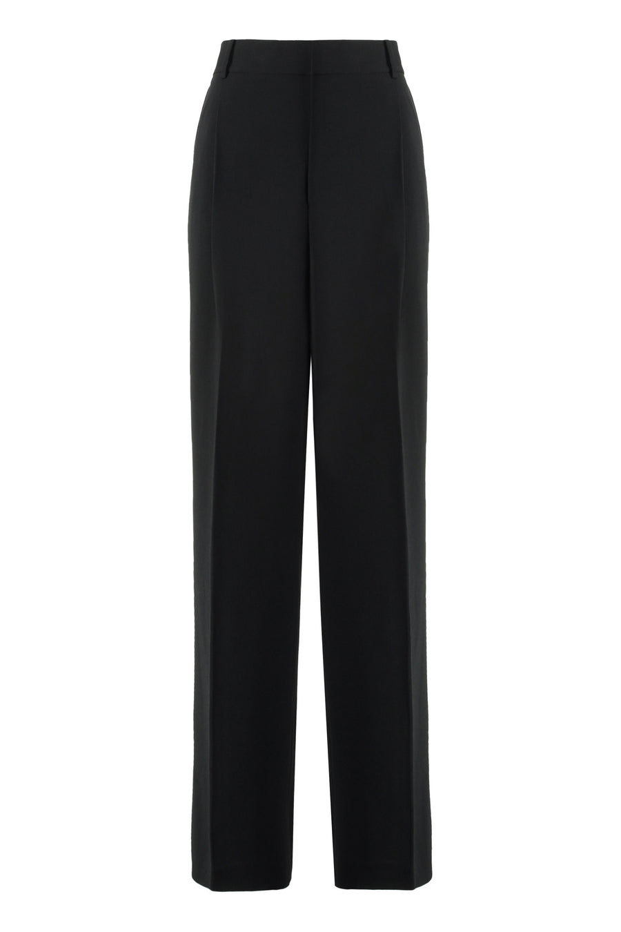 Crêpe Trousers Black Polyester Wide-leg