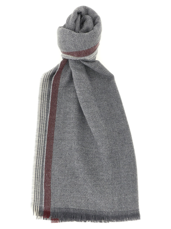 Brunello Cucinelli Diagonal Wool and Cashmere Scarf — Grey