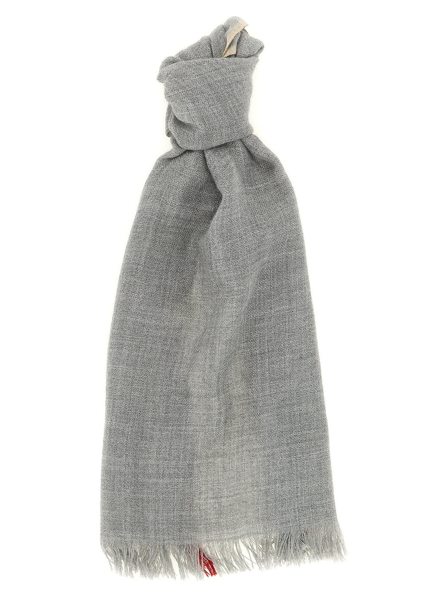 Brunello Cucinelli Cashmere-Silk Blend Scarf — Grey