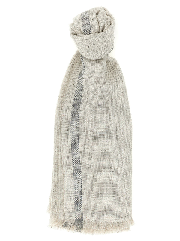 Brunello Cucinelli بوكليه كتان وشاح — كريمي