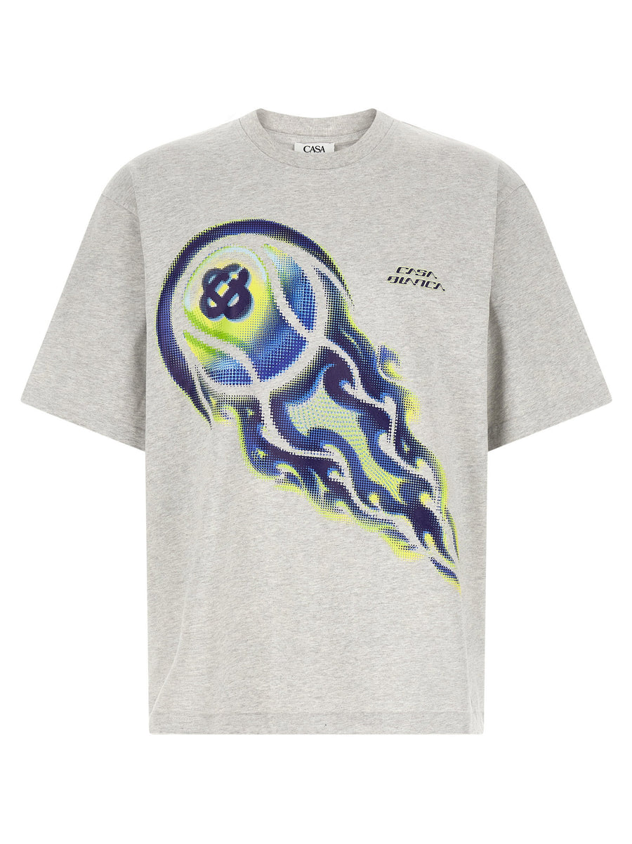 Casablanca Flaming Tennis Ball Graphic T-shirt — grey