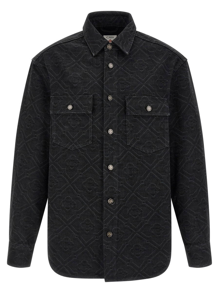 Casablanca Laser Monogram Denim Overshirt — Black