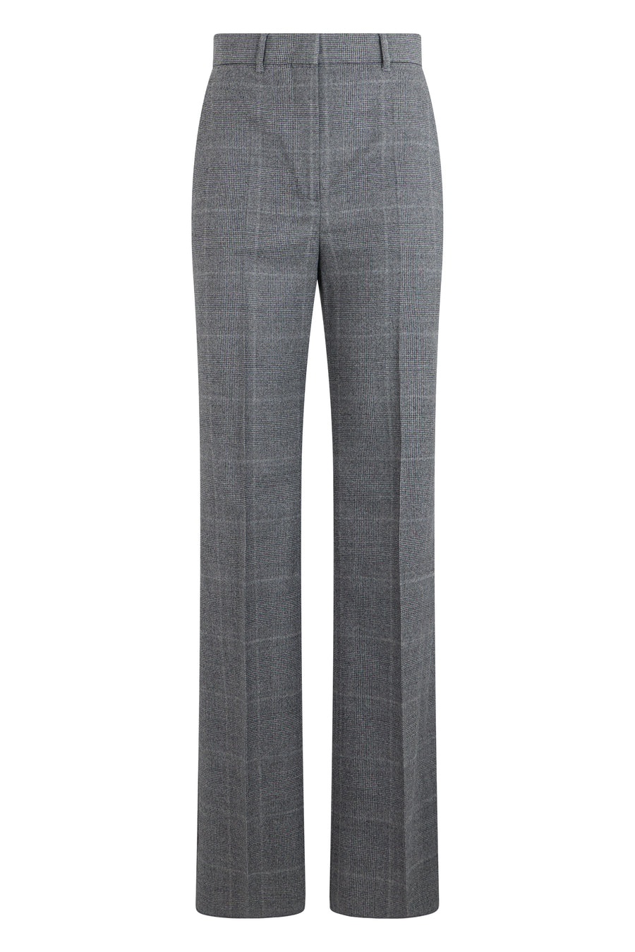High-Waisted Virgin Wool Trousers Grey Straight