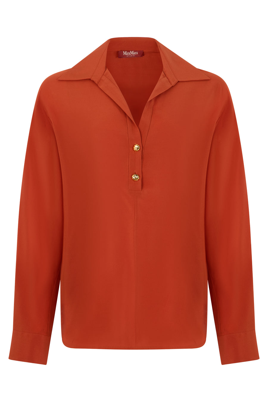 Long-Sleeved Silk Shirt Terracotta