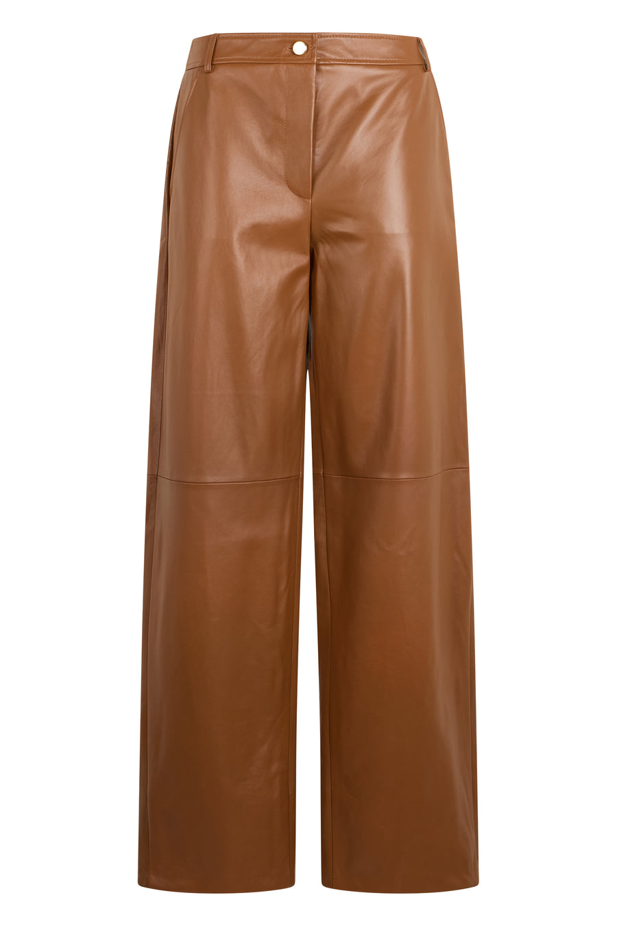 Leather Wide-Leg Trousers Caramel Lambskin