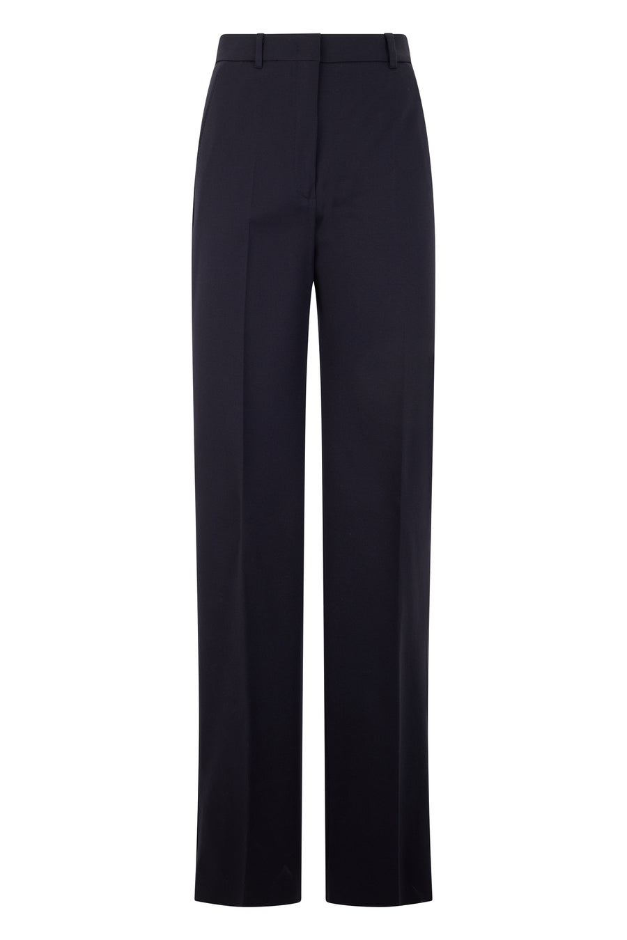 Trousers High-Waisted Blue Cotton Straight