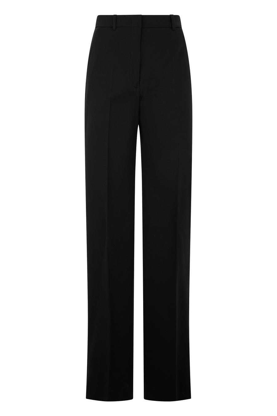 High-Waist Trousers Black Cotton Straight