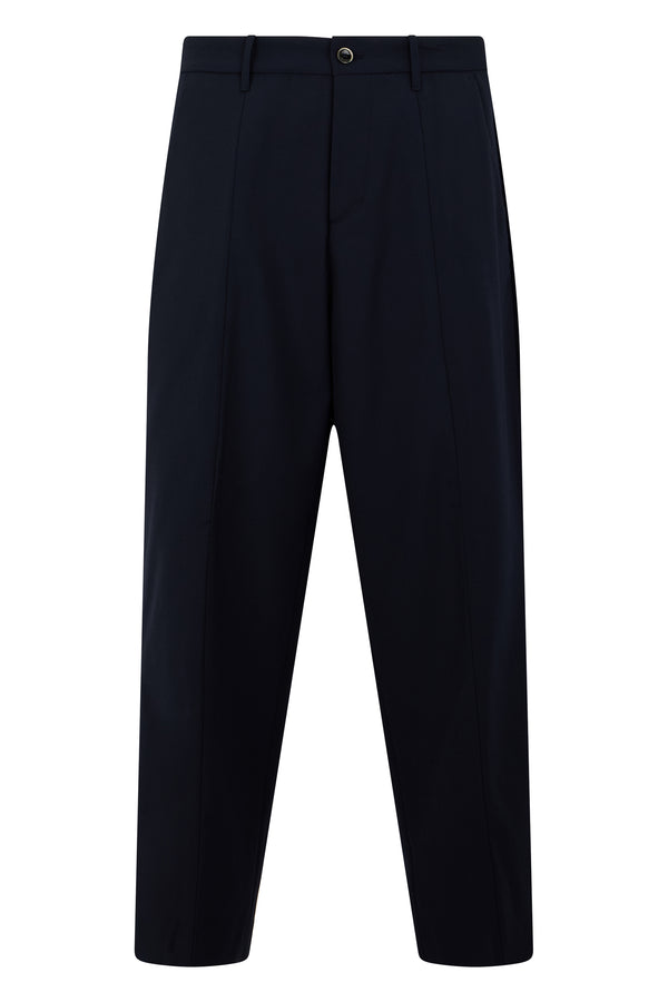 Trousers Navy Wool-Blend Polyester
