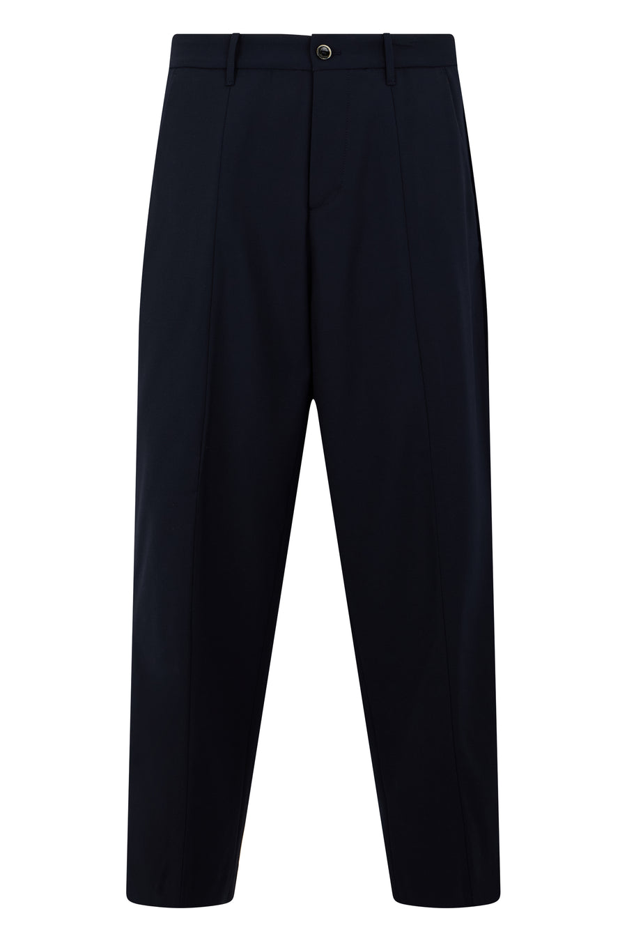 Trousers Navy Wool-Blend Polyester