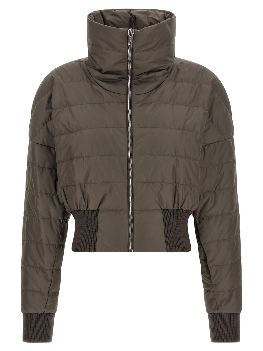 Rick Owens Cropped Quilted Goose Down Down Jacket — Taupe