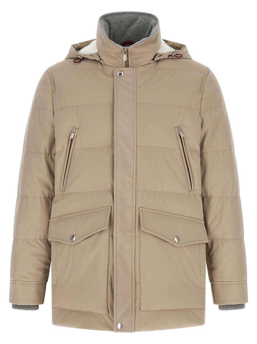 Brunello Cucinelli Quilted Goose Feather Parka — Beige