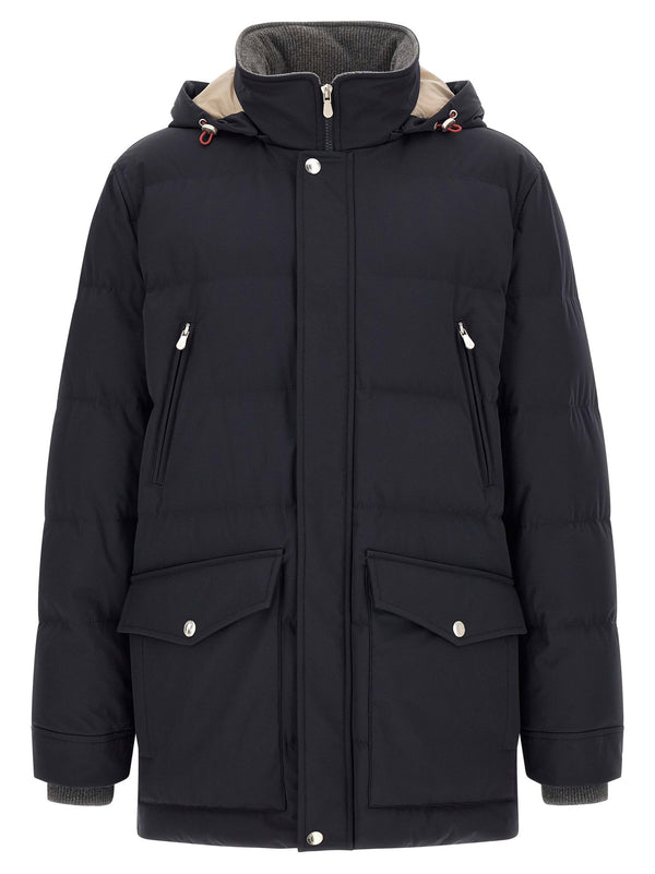 معطف Brunello Cucinelli مبطن بغطس الريش جاكيت — أسود