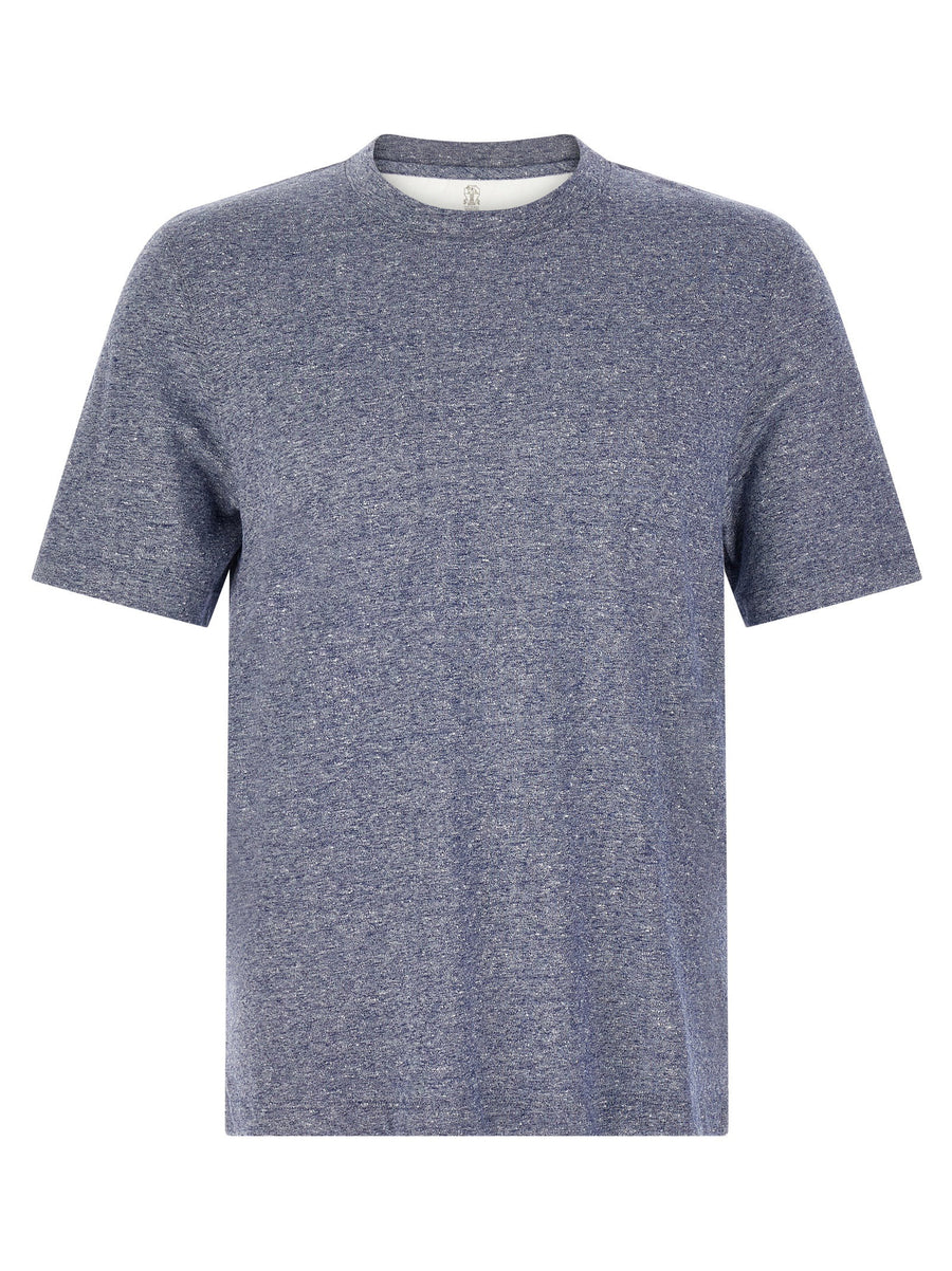 Brunello Cucinelli Linen-Cotton Mélange T-shirt — blue