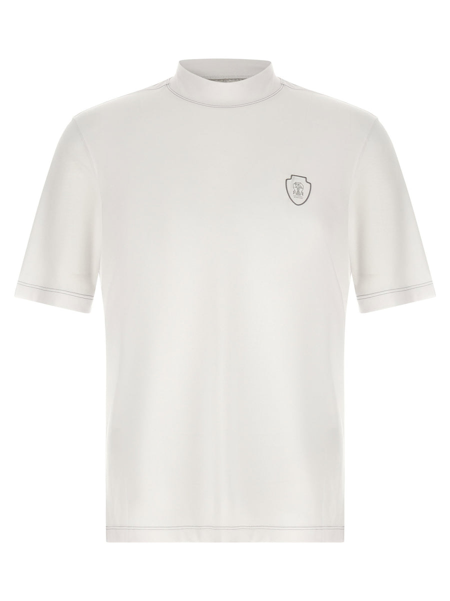 Brunello Cucinelli Techno Piquet Honeycomb T-Shirt — White