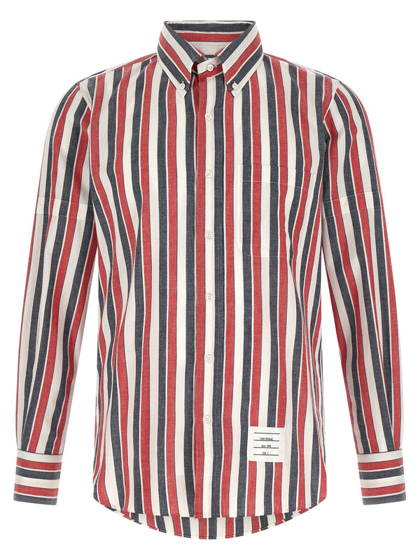 Thom Browne قميص مادراس مخطط قطن قميص — أحمر
