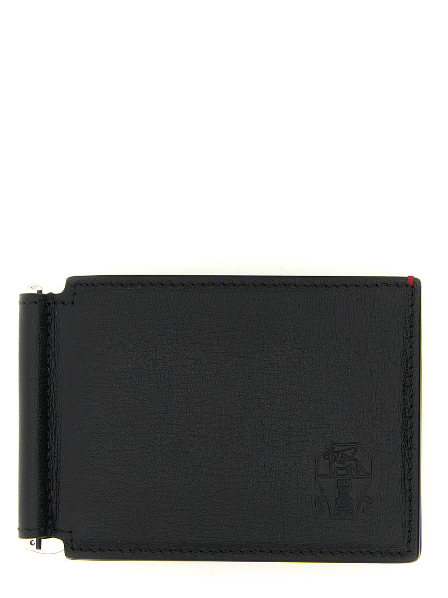 Brunello Cucinelli Goat Leather with Money Clip Wallet — Black