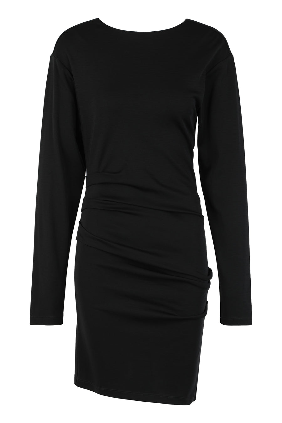 Mini Draped Dress Black Wool