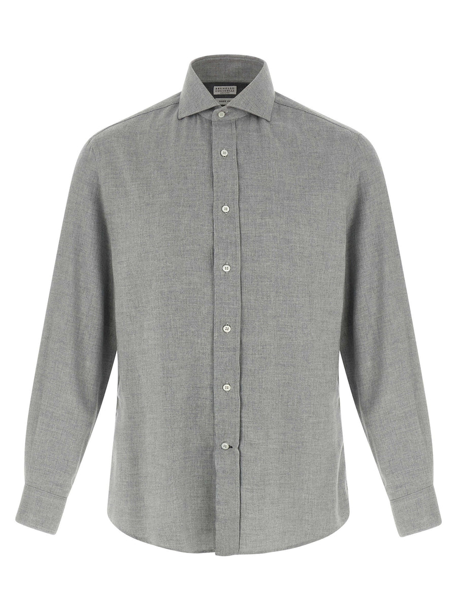 Brunello Cucinelli قطن قميص — رمادي