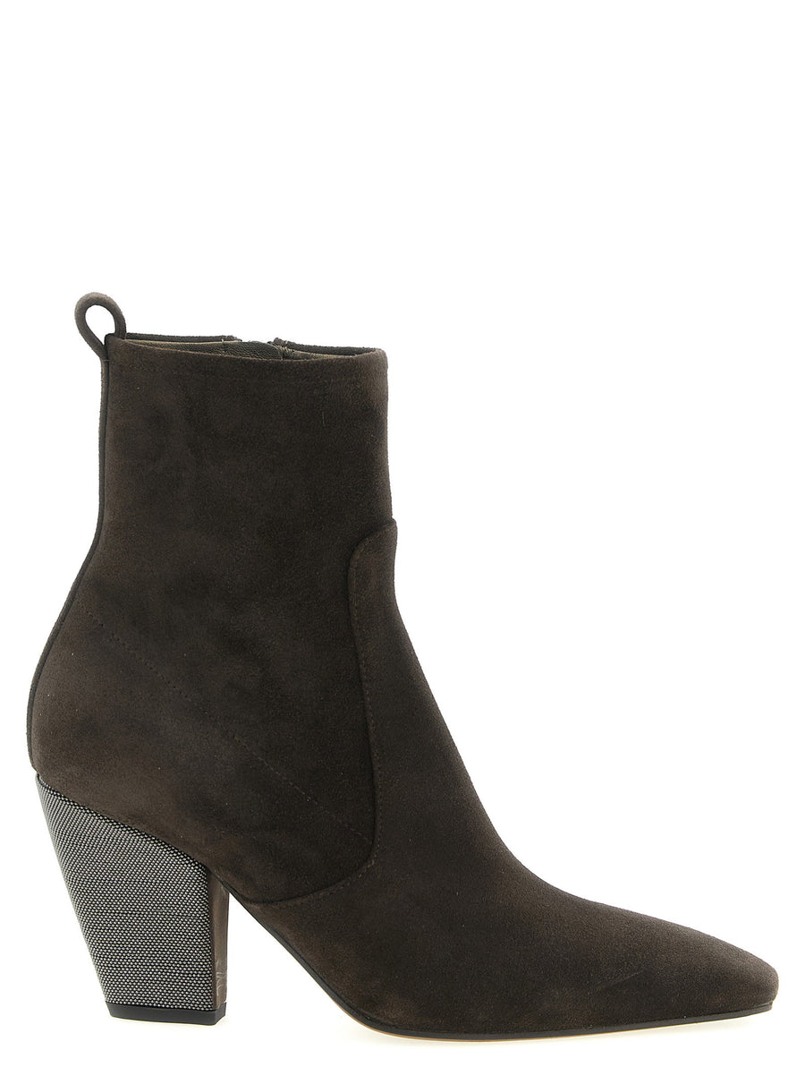 Brunello Cucinelli Precious Heel Monile Ankle Boot — black
