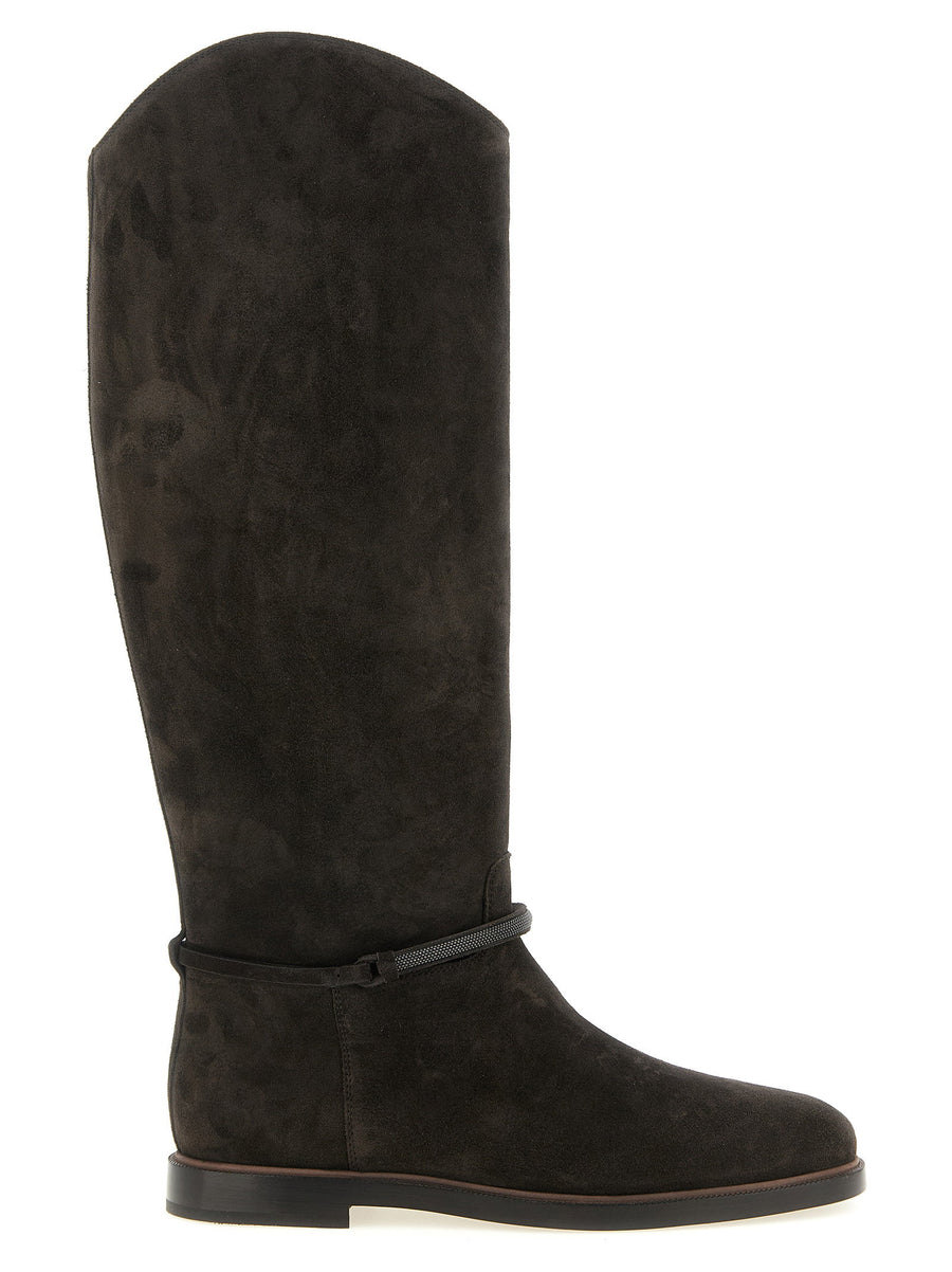 Brunello Cucinelli Suede Boot — Black