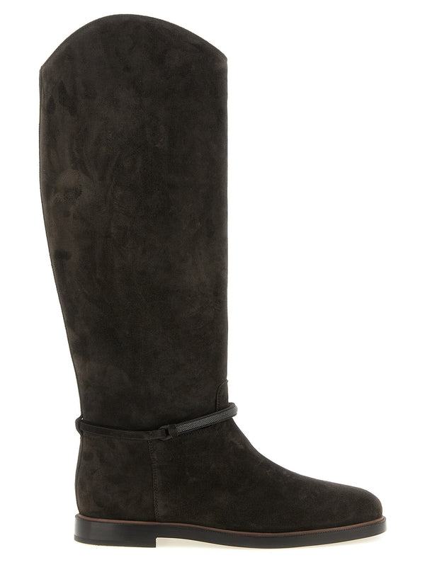 Brunello Cucinelli Suede Boot — Black