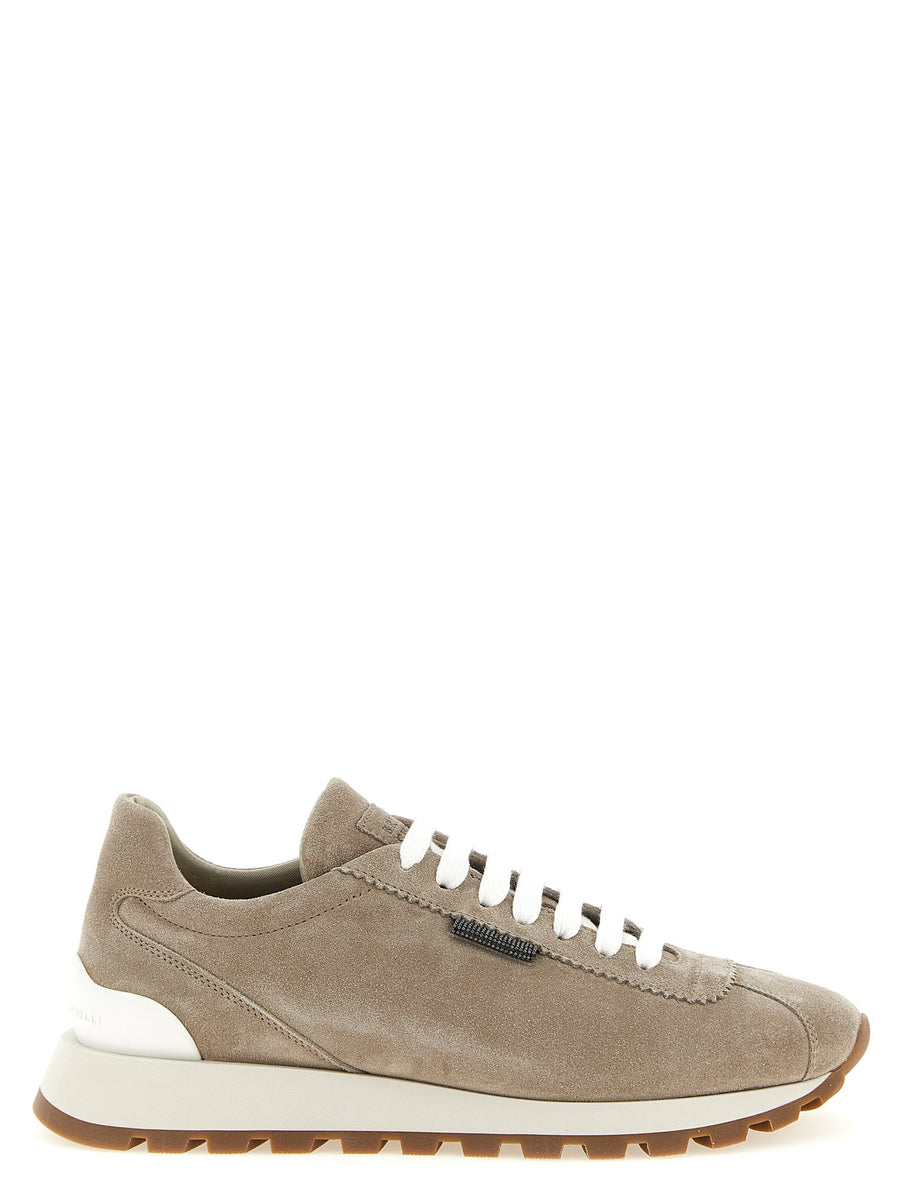 Brunello Cucinelli Suede Runner Sneaker — Beige