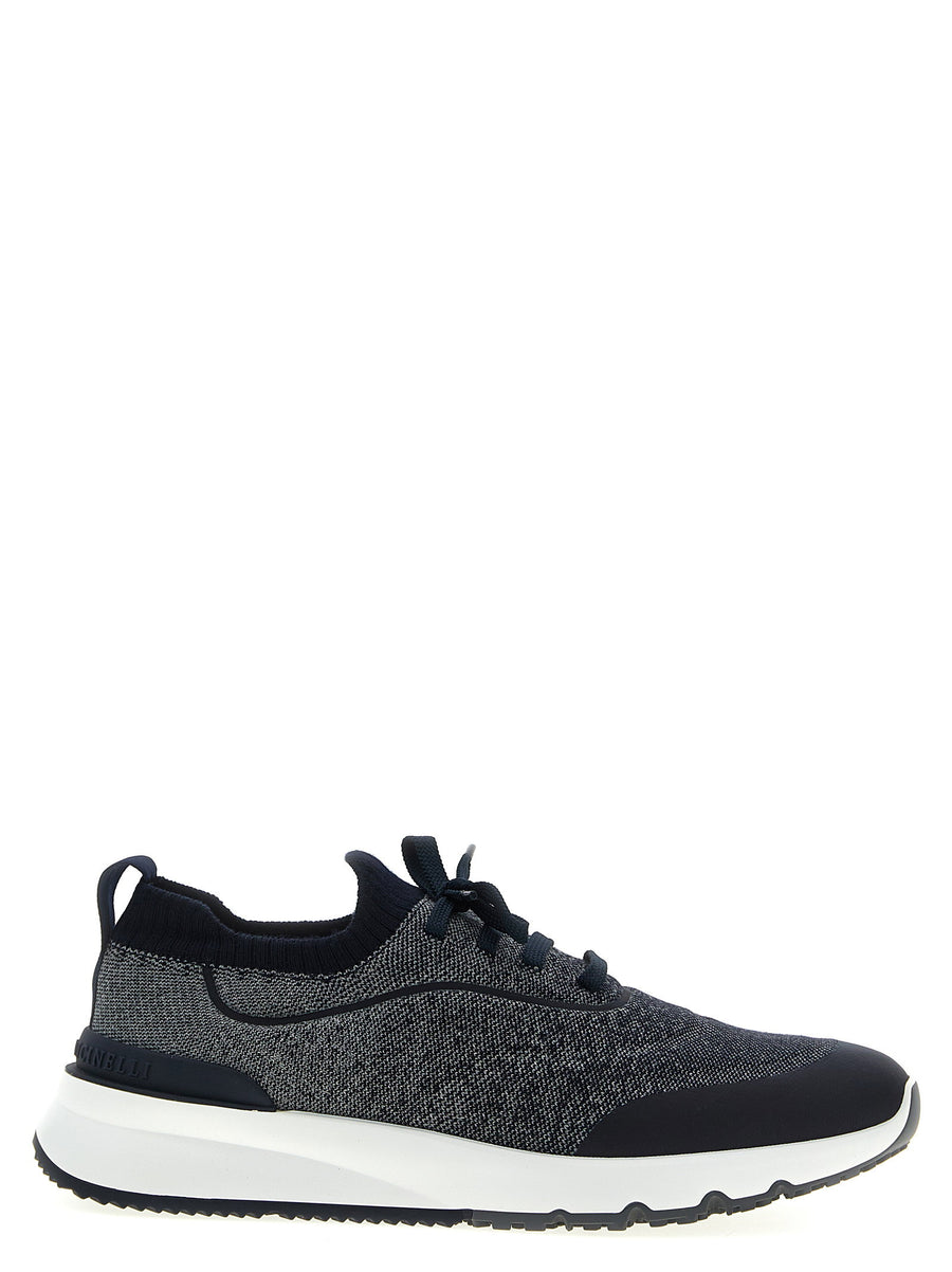 Brunello Cucinelli Techno Cotton Knit Sneaker — Black