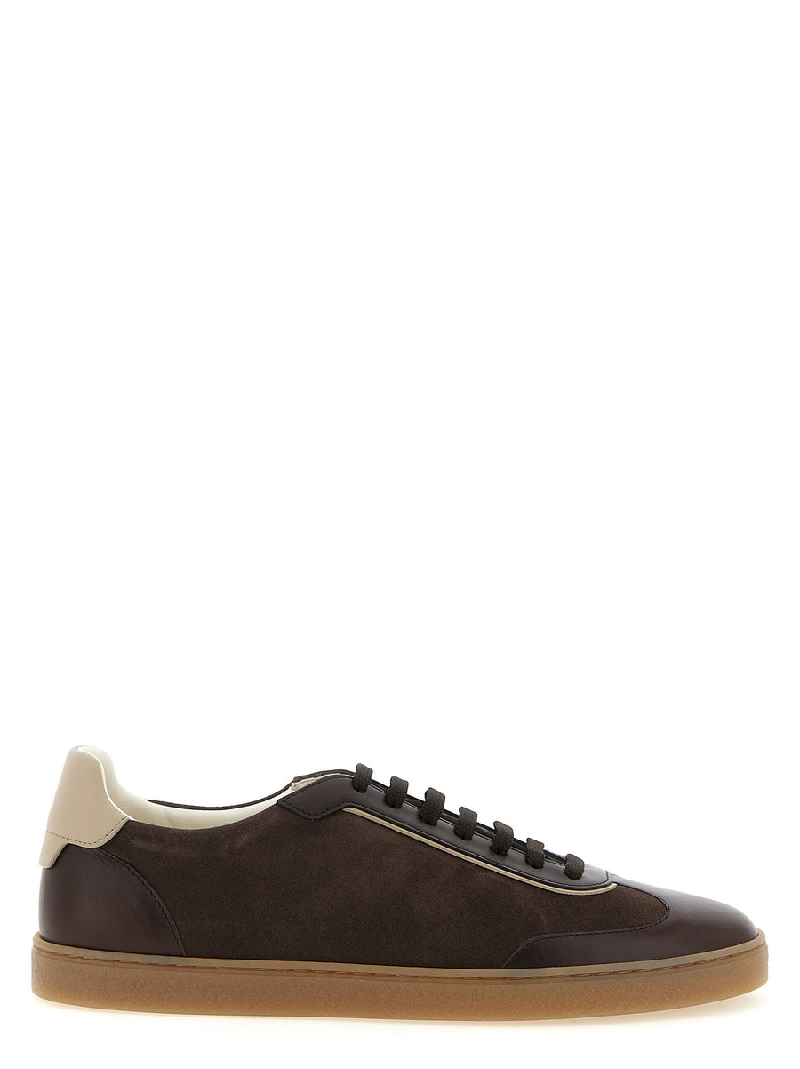 Brunello Cucinelli Suede and Calf Leather Sneaker — Brown