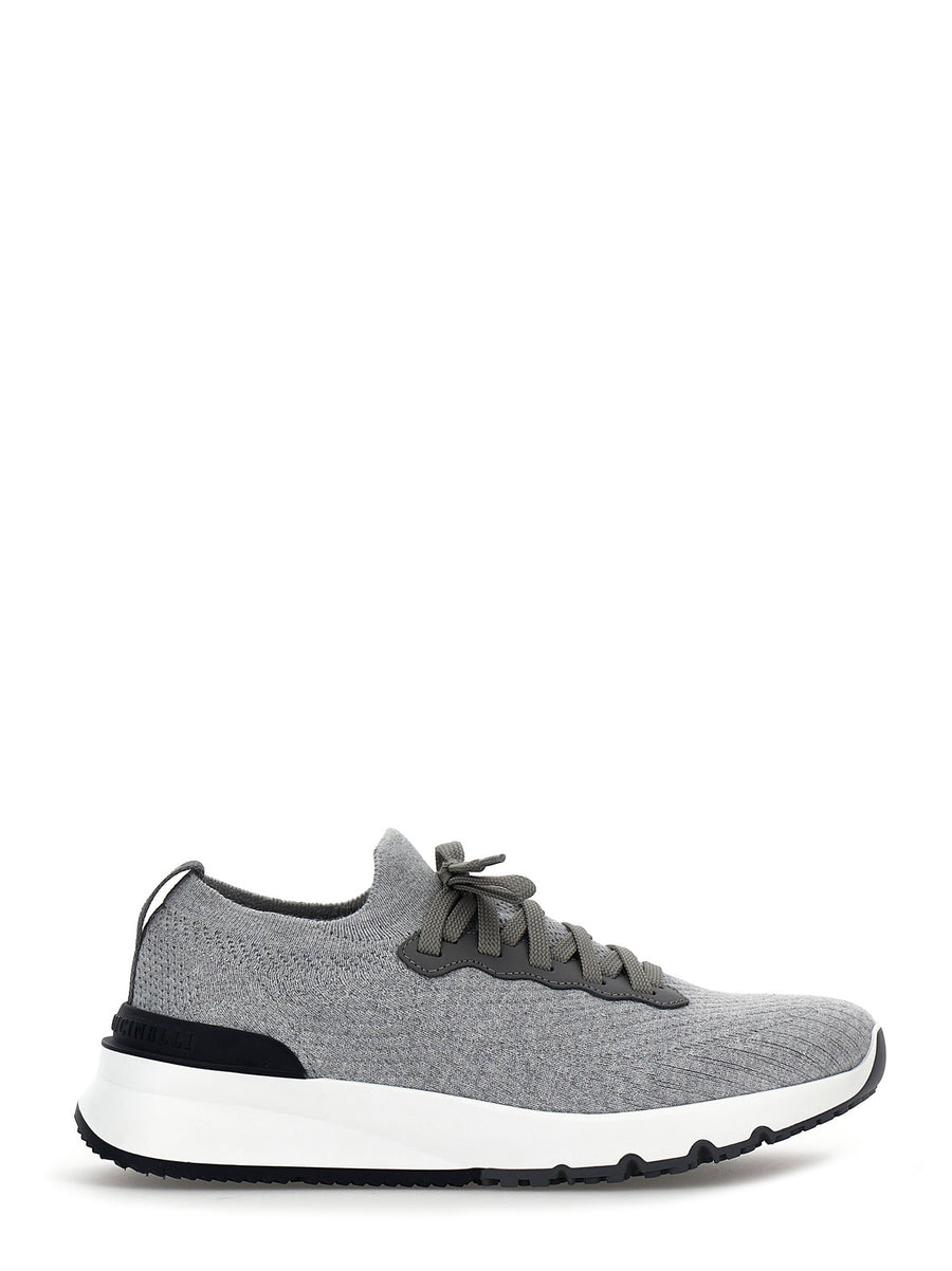 Brunello Cucinelli Cotton Knit Sneakers — Gray