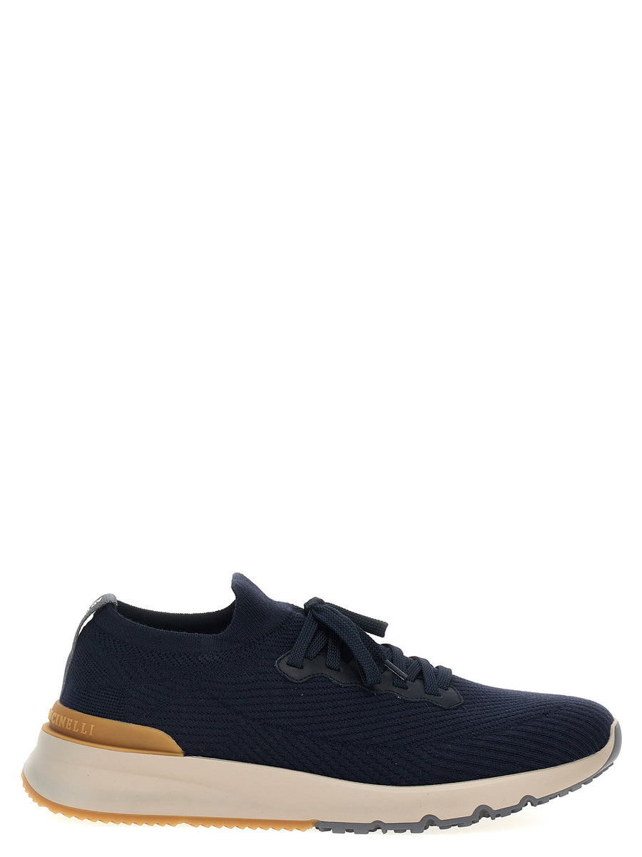 Brunello Cucinelli Knitted Sneaker — Navy