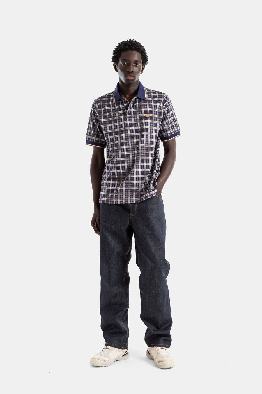 Burberry Cotton-Viscose Jacquard polo shirt in blue