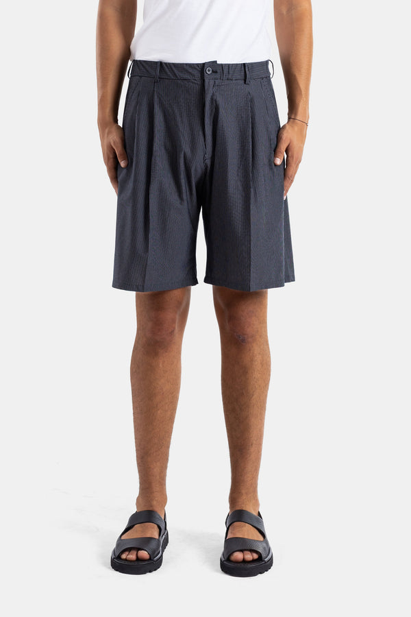 Kanemasa Phil. Cotton jersey with vertical stripes bermuda shorts in black
