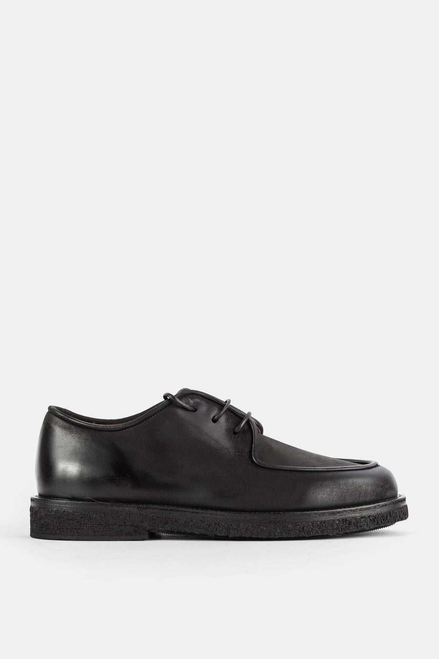Marsell Smooth black leather derby flat in black