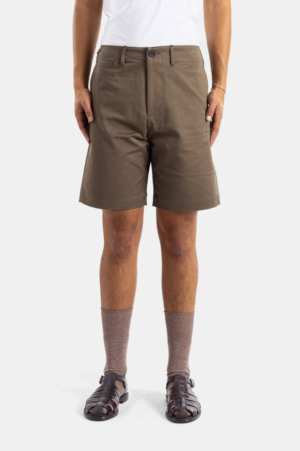 Momotaro American cotton and extra-long staple Giza cotton shorts in brown — view 2