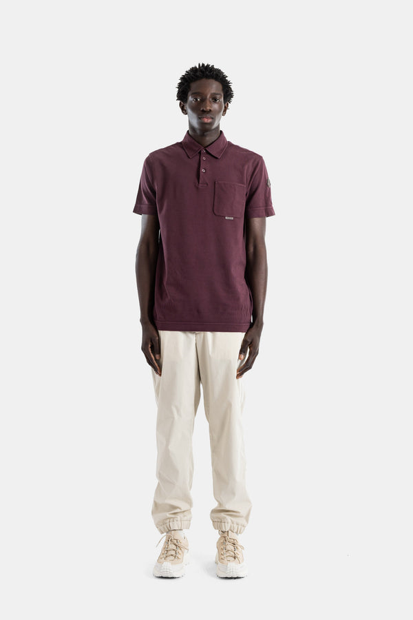 Moncler Piqué cotton polo in burgundy