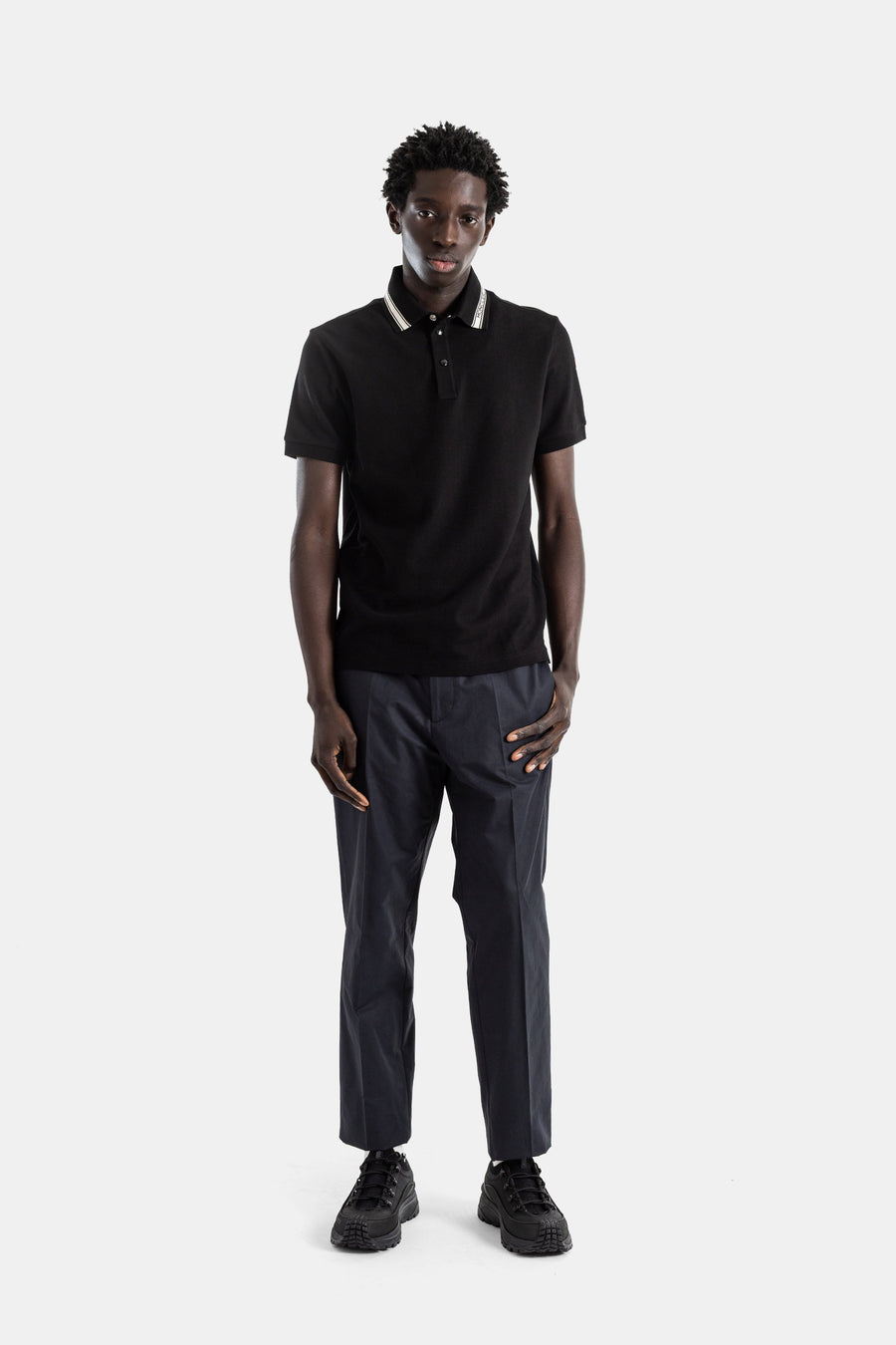 Moncler Cotton piqué polo shirt in black